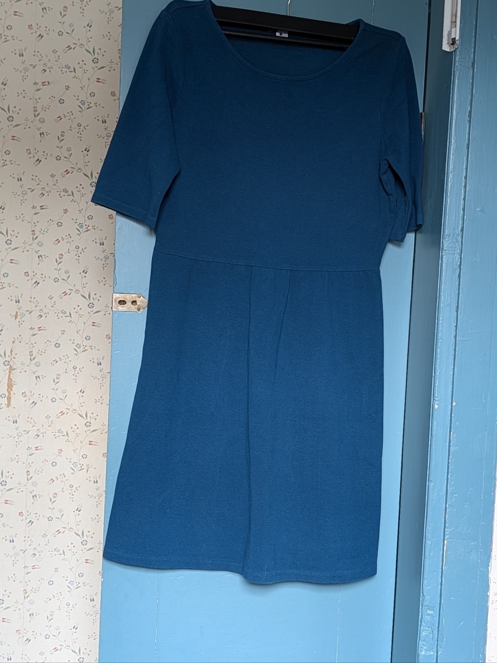 Garnet Hill Dress Classic Sheath 12 Thick Cotton knit Umpire waist 3 seasons